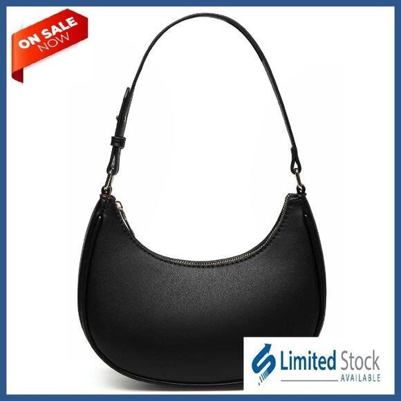 Vegan Leather Hobo Bag with Detachable Strap Large Capacity Zipper Closure